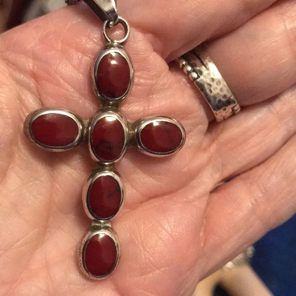 Beautiful red coral and Sterling on lovely Sterling chain. - Picture 7 of 7